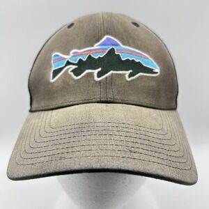 Patagonia Trucker Hat Cap Snapback Fitz Roy Trout Fish Distressed Mesh Outdoors